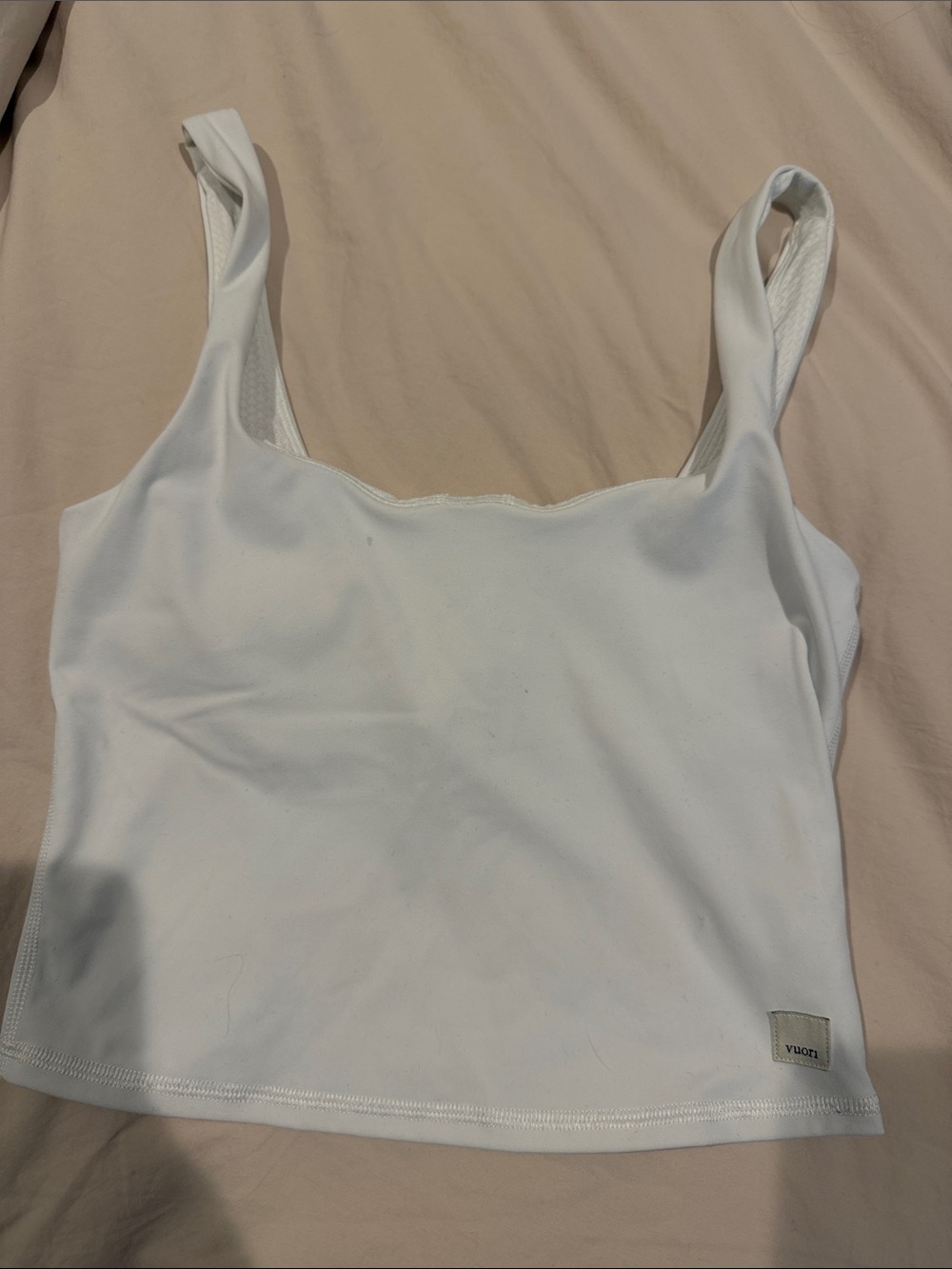 Vuori White Crop Tank — Square Neck Active Top